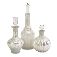 Styled Curran Glass Bottles w/ Stoppers - Set of 3   